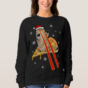 Pizza Cat With Laser Eyes Funny Cat Christmas Pizz Sweatshirt