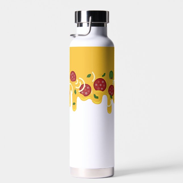 Pizza cheese and pepperonis fun kid retro pattern water bottle (Right)