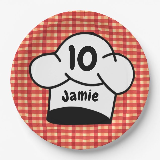Pizza Chef Kids birthday Party Paper Plate (Front)