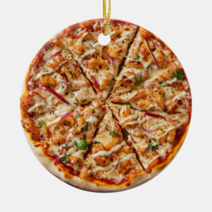 Pizza Christmas, Funny Foodie, White Elephant Gift Ceramic Tree Decoration