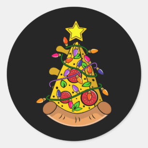Pizza Christmas Tree Gift, Funny Pizza Costumes Classic Round Sticker