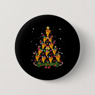 Pizza Christmas Tree Light Pizza Fast Food Lover X 6 Cm Round Badge