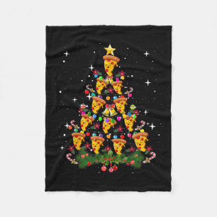Pizza Christmas Tree Light Pizza Fast Food Lover X Fleece Blanket