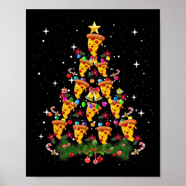 Pizza Christmas Tree Light Pizza Fast Food Lover X Poster (Front)