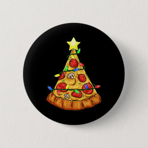 Pizza Christmas Tree Lights Fun Boys Kids Xmas 6 Cm Round Badge