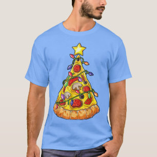 Pizza Christmas Tree Lights Xmas Boys Men Crustmas T-Shirt