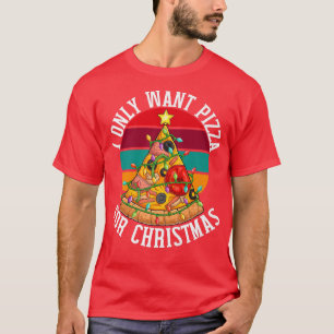 Pizza Christmas Tree Lights Xmas Boys Men Crustmas T-Shirt