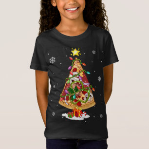 Pizza Christmas Tree Lights Xmas Men Boys Kids Cru T-Shirt