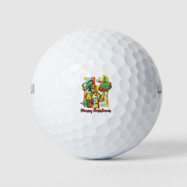Pizza Christmas Tree - Pizza chef Xmas greating Golf Balls (Front)