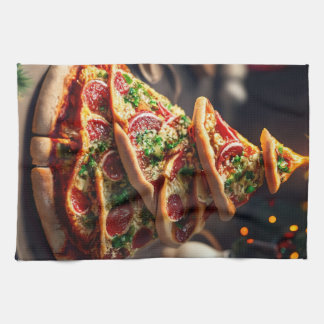 Pizza Christmas tree Tea Towel
