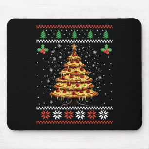 Pizza Christmas Tree Ugly Christmas Sweater Xmas F Mouse Pad
