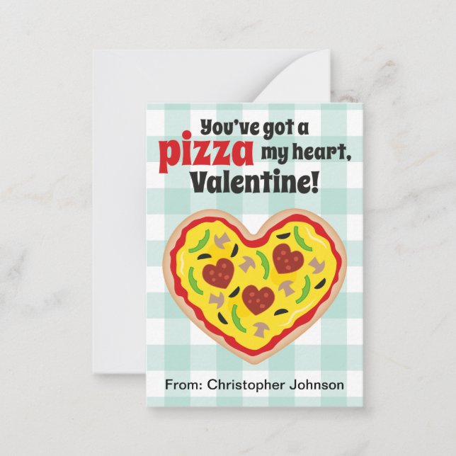 Pizza Classroom Valentine Cards for Kids (Front)