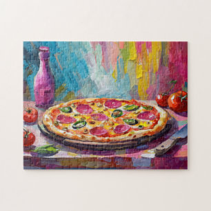 Pizza Colourful Modern Abstract Art Jigsaw Puzzle