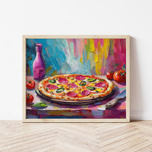 Pizza Colourful Modern Abstract Art Poster