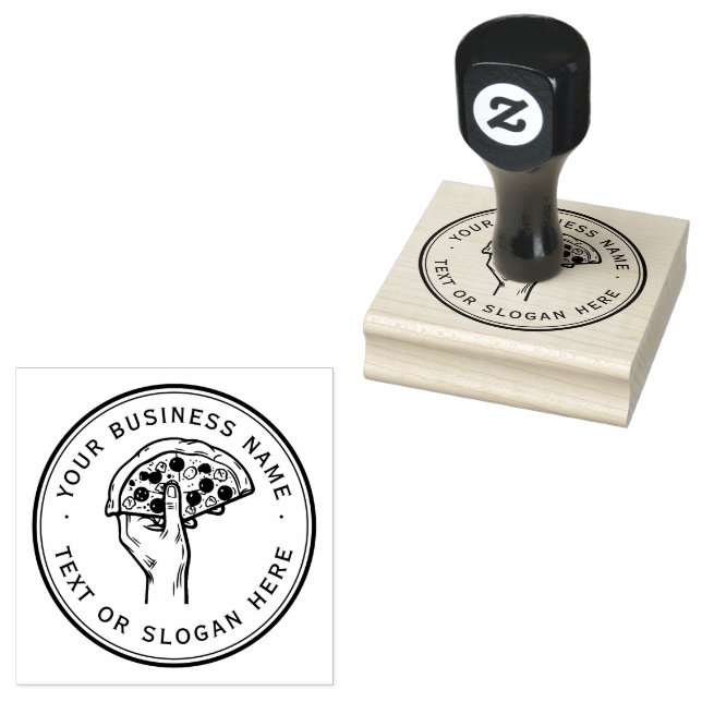 pizza Custom Business Logo Large  Rubber Stamp (Stamped)