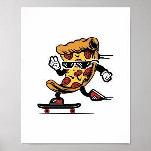 Pizza Delivery, Funny Pizza Skateboarding Poster