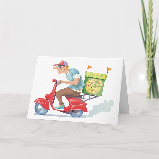 Pizza Delivery Guy on Red Scooter Card (Creator Uploaded)