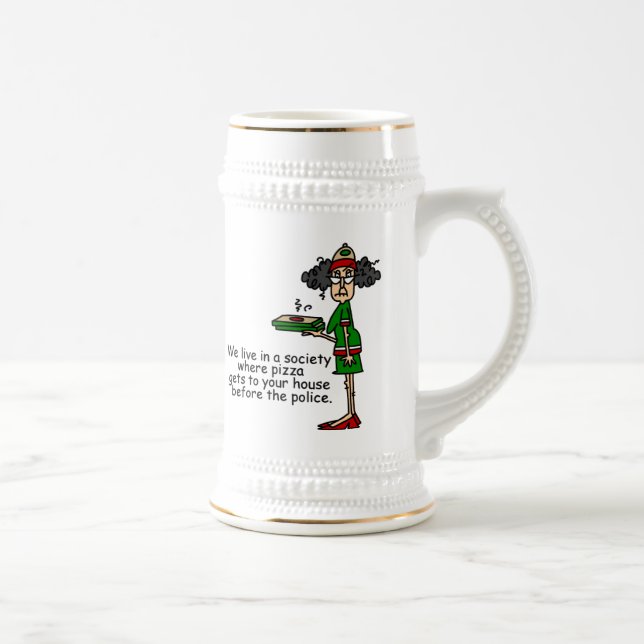 Pizza Delivery Humour Beer Stein (Right)
