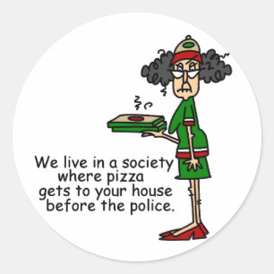 Pizza Delivery Humour Classic Round Sticker