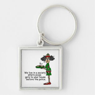 Pizza Delivery Humour Key Ring
