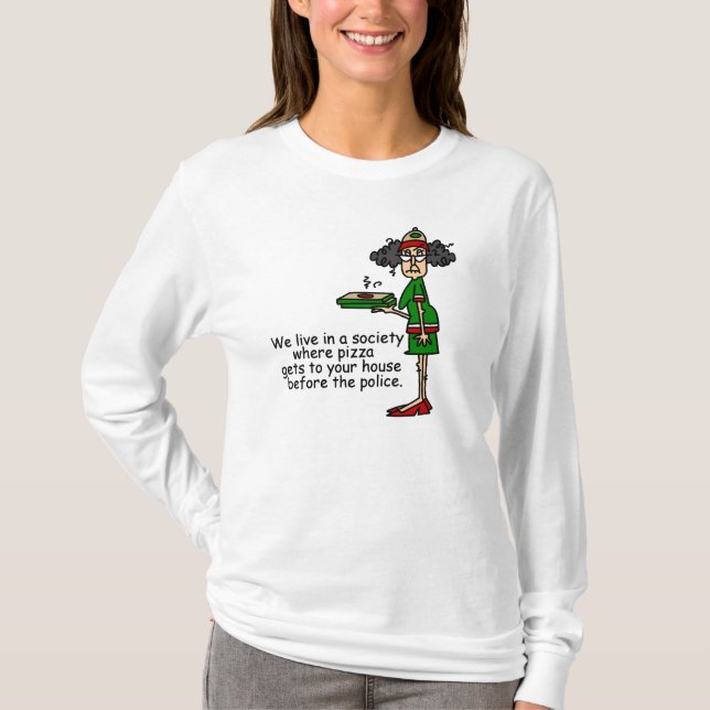 Pizza Delivery Humour T-Shirt (Front)