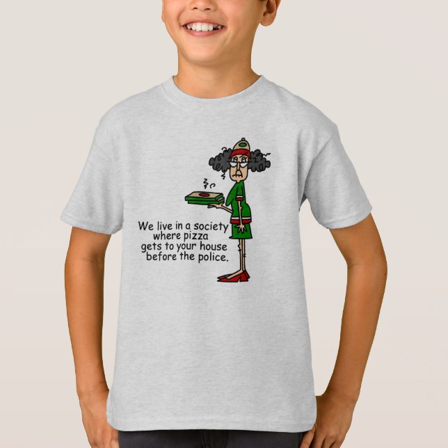 Pizza Delivery Humour T-Shirt (Front)