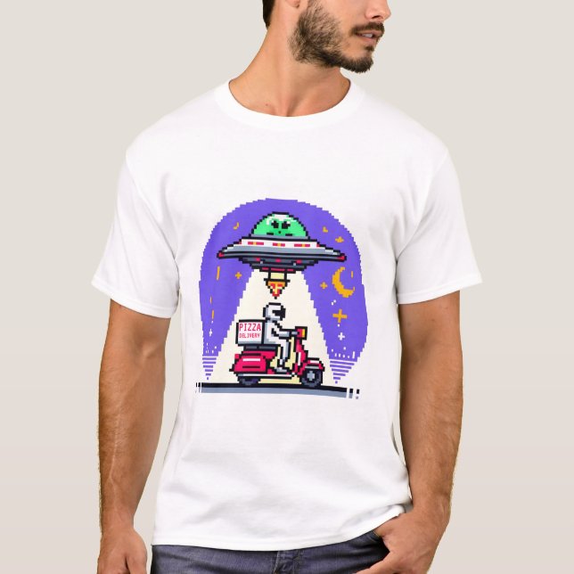 Pizza Delivery UFO Abduction T-Shirt (Front)