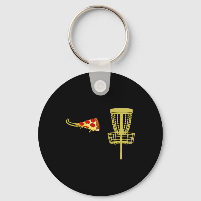 Pizza Disc Golf Frisbee Funny T Shirt Gift For Men Key Ring (Front)