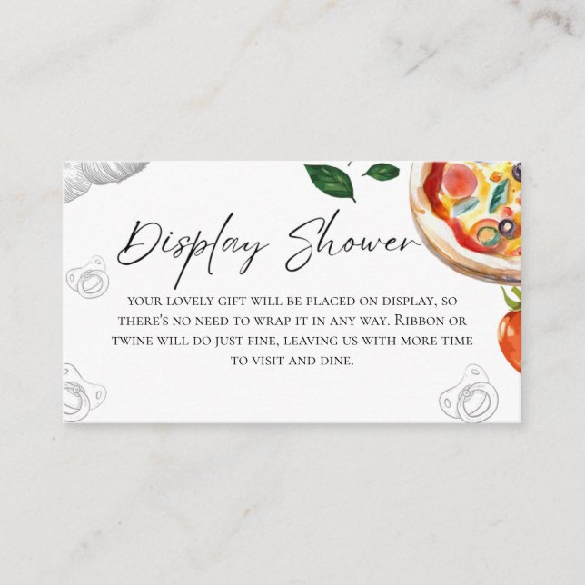 Pizza Display Shower Baby Shower Enclosure Card (Front)