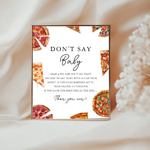 Pizza Don't Say Baby Shower Game Poster