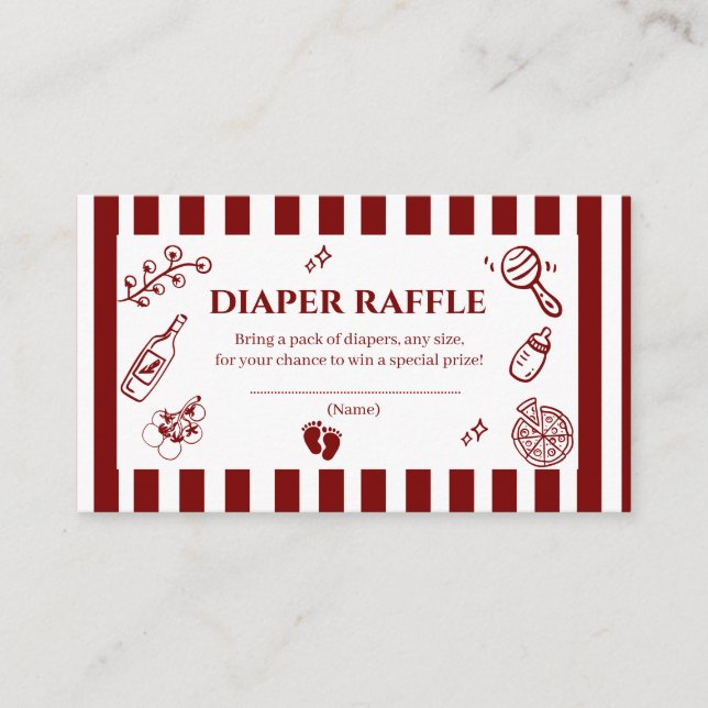 Pizza doodle special Delivery Baby Shower Enclosure Card (Front)