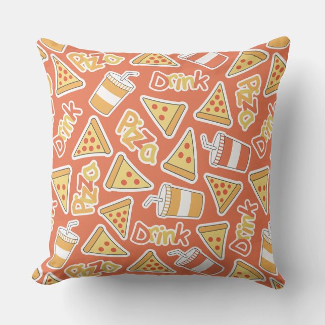 Pizza & Drink Pattern throw pillows (Front)