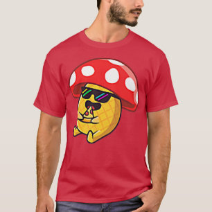 Pizza Eating Cool Trippy Pineapple Mushroom Funny T-Shirt