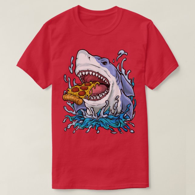 Pizza Eating Shark  T-Shirt (Design Front)