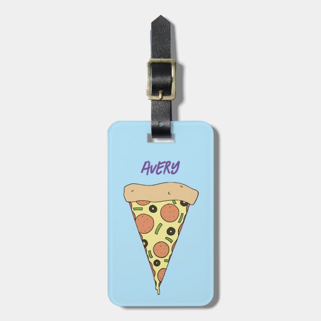 Pizza Fan Personalised Luggage Tag (Front Vertical)