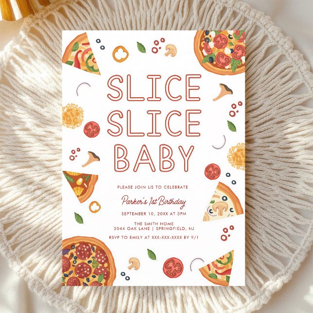 Pizza First Birthday Invitation Modern (Creator Uploaded)