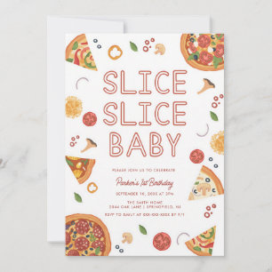Pizza First Birthday Invitation Modern