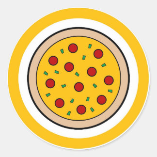 Pizza flavour circle sticker labels