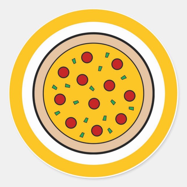 Pizza flavour circle sticker labels (Front)