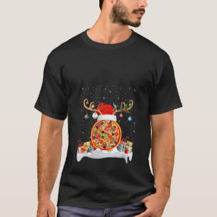 Pizza Food Xmas Lights Reindeer Santa Pizza Christ T-Shirt