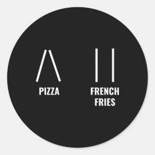 Pizza French Fries Skiing Quote Funny Skier Ski In Classic Round Sticker