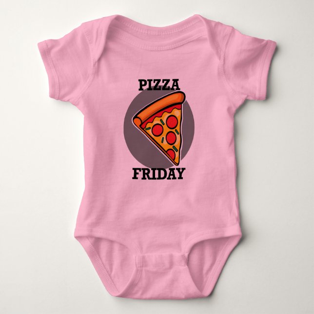 Pizza Friday Design - Baby Jersey Bodysuit (Front)
