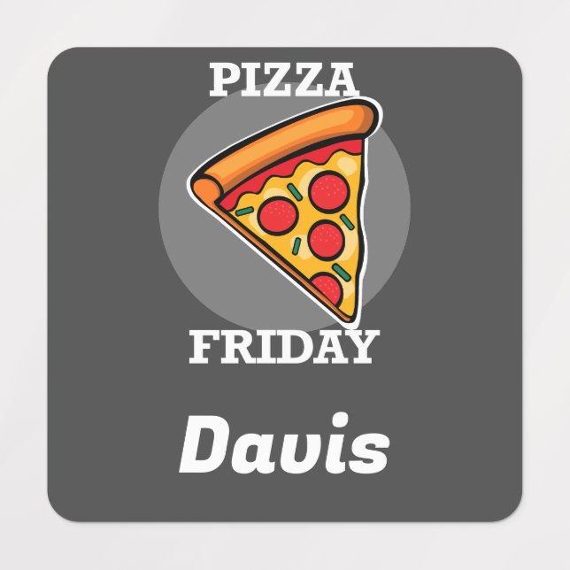 Pizza Friday Design - Small Square Clothing Label  (Design 1)