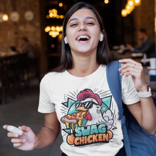 Pizza-Fuelled Chicken With Cool Shades T-Shirt (Creator Uploaded)