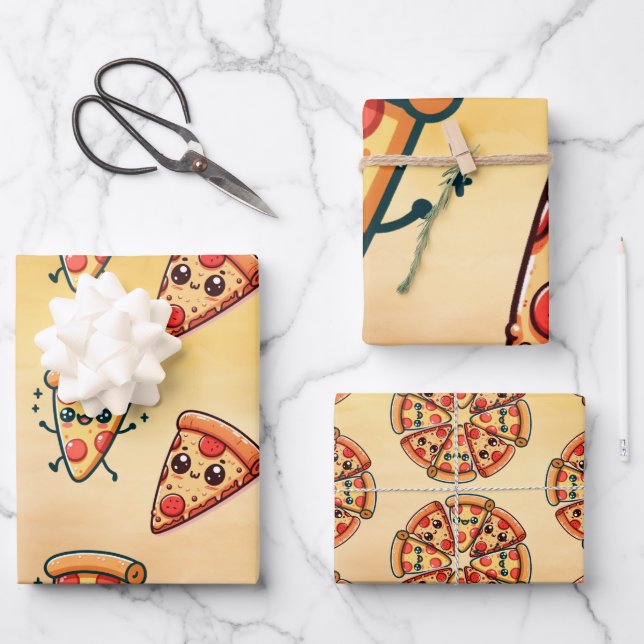 Pizza Fun Wrapping Paper Sheet (Front)