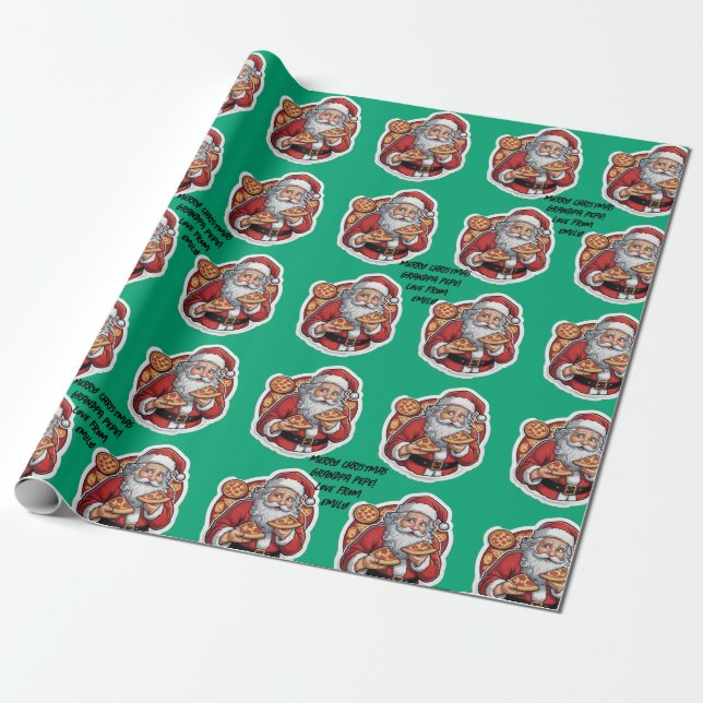  Pizza funny Christmas editable WRAP Wrapping Paper (Unrolled)