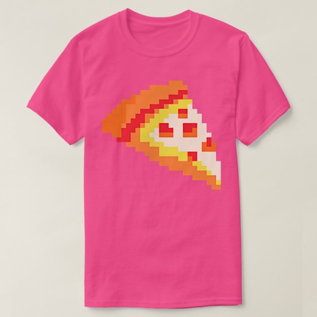 Pizza Funny Fast Food Pixel Art Video Gamer Gaming T-Shirt (Design Front)
