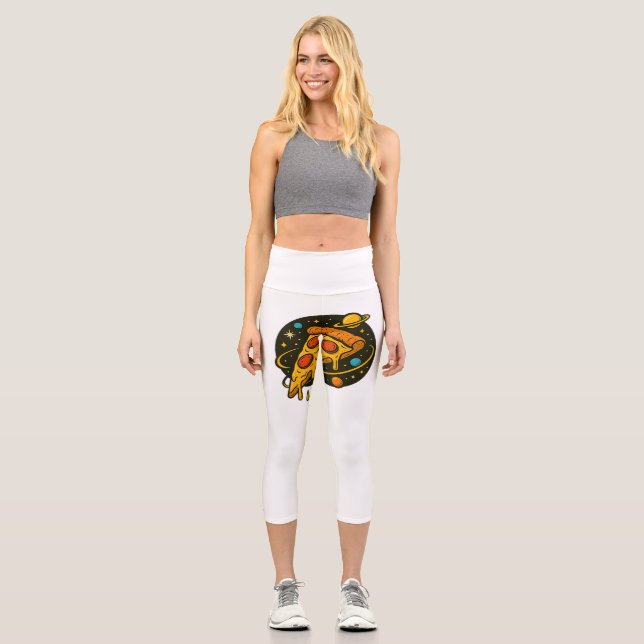 Pizza Galaxy – Cosmic Slice of Flavour Capri Leggings (Front)