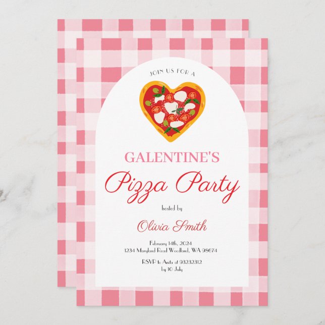 Pizza Galentine's Day Party Valentine Invitation (Front/Back)