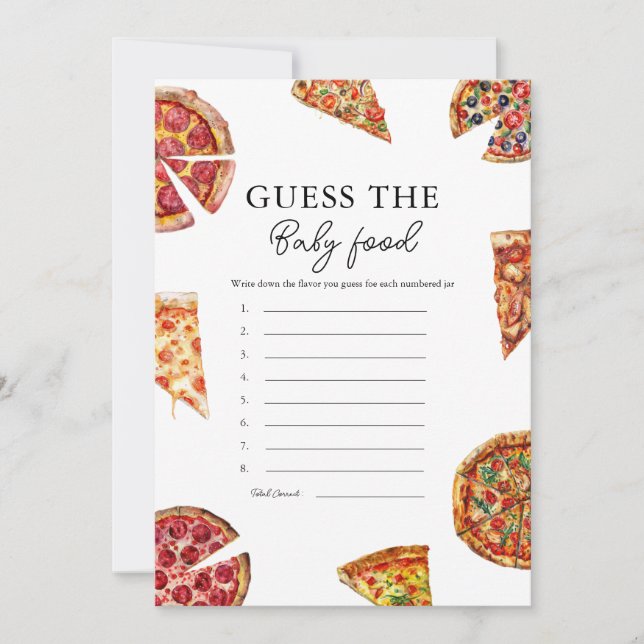 Pizza Guess the Baby Food Baby Shower Game Card (Front)